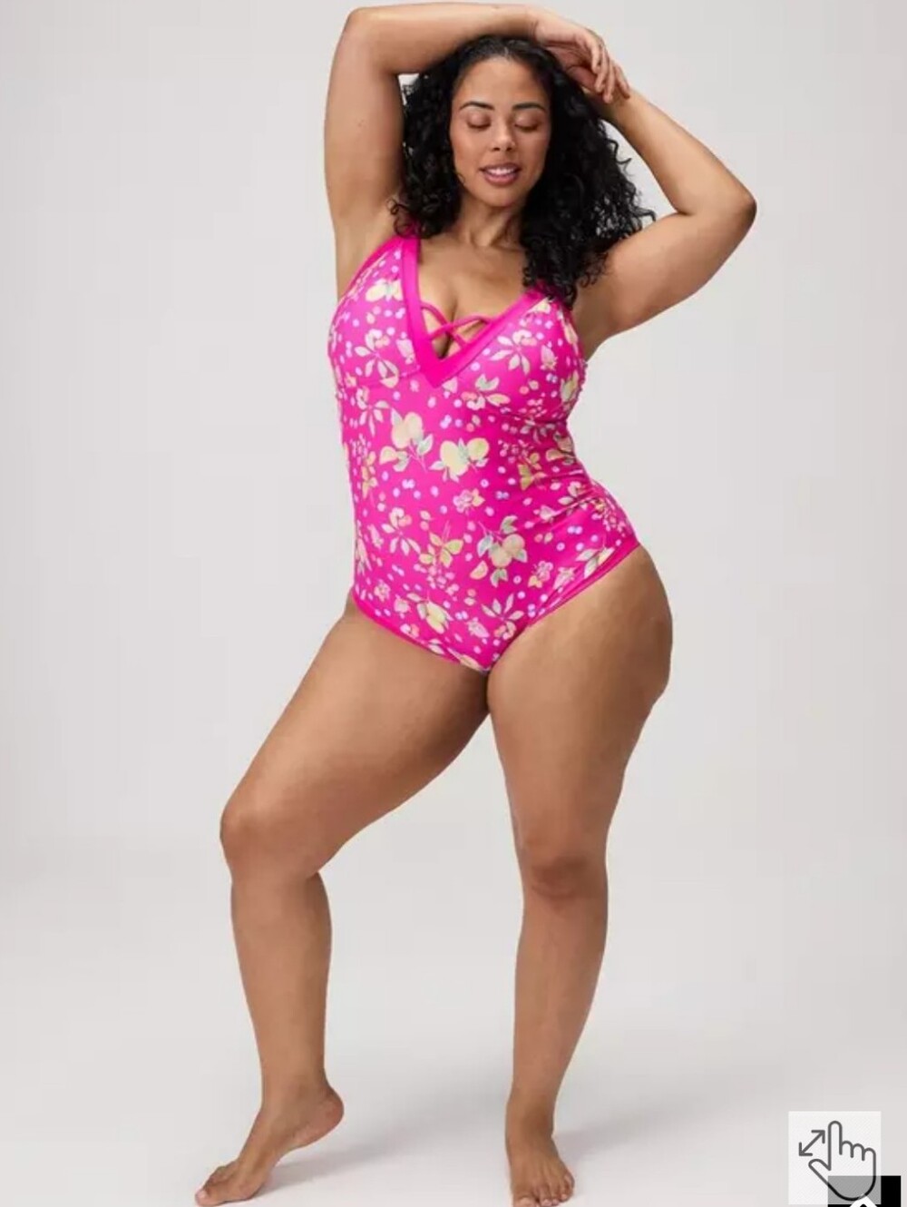 New Torrid 2X(18/20W) Wire-Free V-Plunge Cheeky One Piece Swimsuit-Bright Pink - Picture 6 of 10